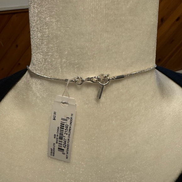 Nine West Long Beaded Pendant Necklace Blue and Silver NWTS - Picture 2 of 4